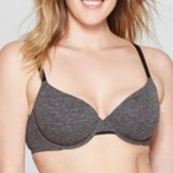 Auden Bra Womens 32DDD Gray Heather Demi Lightly Lined Comfort Wire Cotton Comfy - Picture 1 of 9